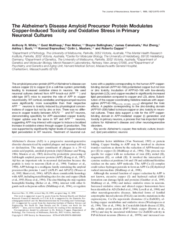 (PDF) The Alzheimer's Disease Amyloid Precursor Protein Modulates ...