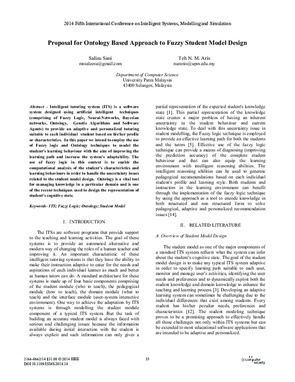 (PDF) Proposal for Ontology Based Approach to Fuzzy Student Model Design