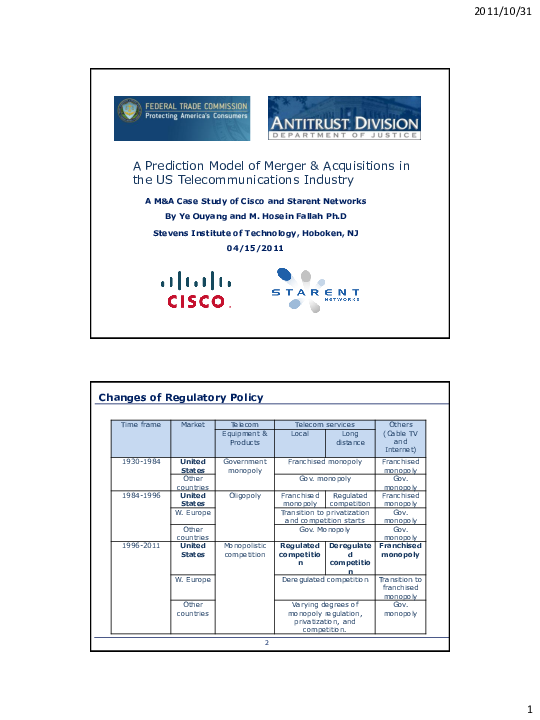 A Prediction Model of Merger & Acquisitions in the US ...