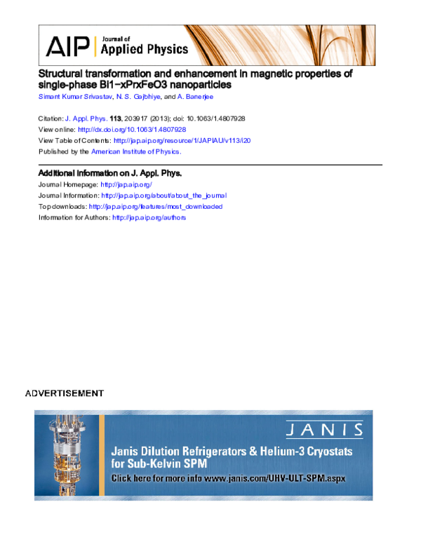 (PDF) Structural transformation and enhancement in magnetic properties ...