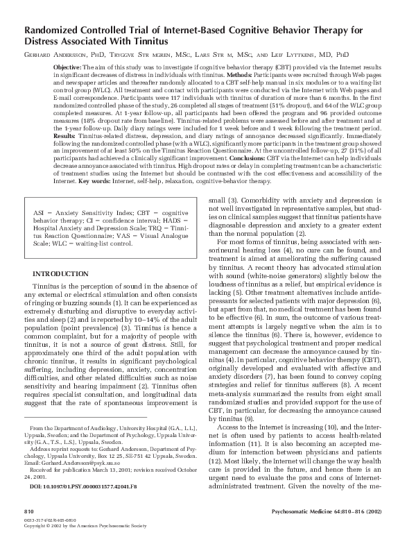 (PDF) Randomized Controlled Trial of Internet-Based Cognitive Behavior ...