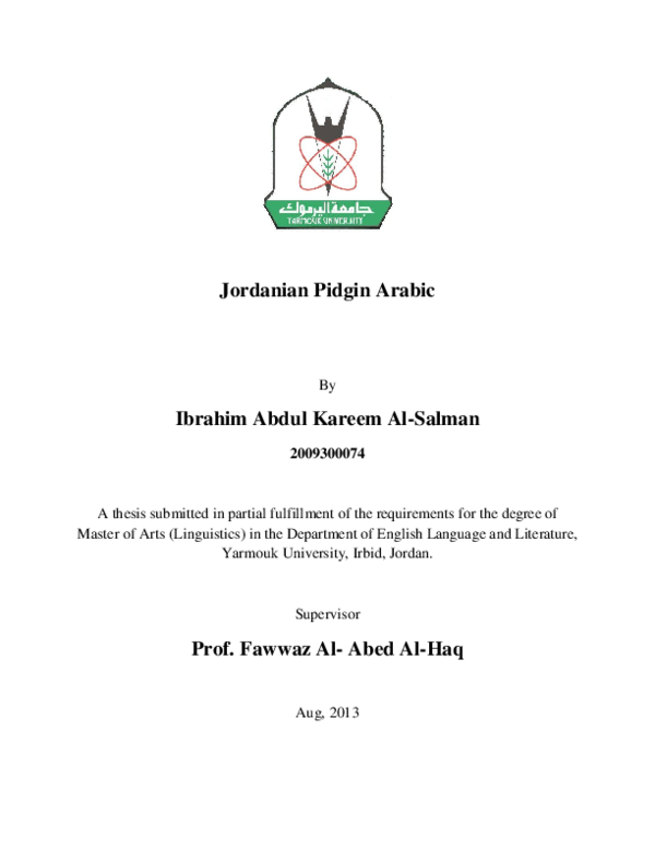 (PDF) Jordanian Pidgin Arabic