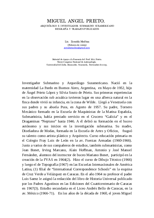 (DOC) MIGUEL ANGEL PRIETO. BIOGRAFIA y TRABAJOS PUBLICADOS (MEDINA ,Z