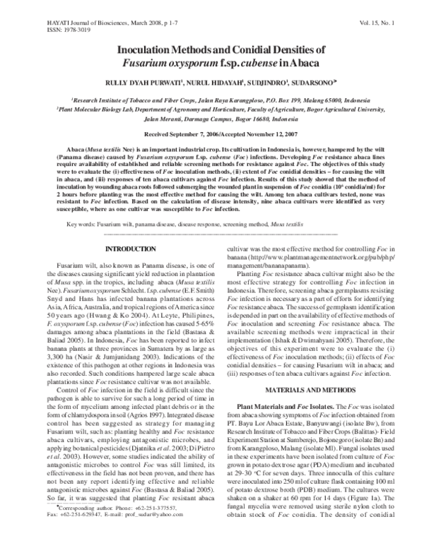 Research paper fusarium wilt on abaca picture