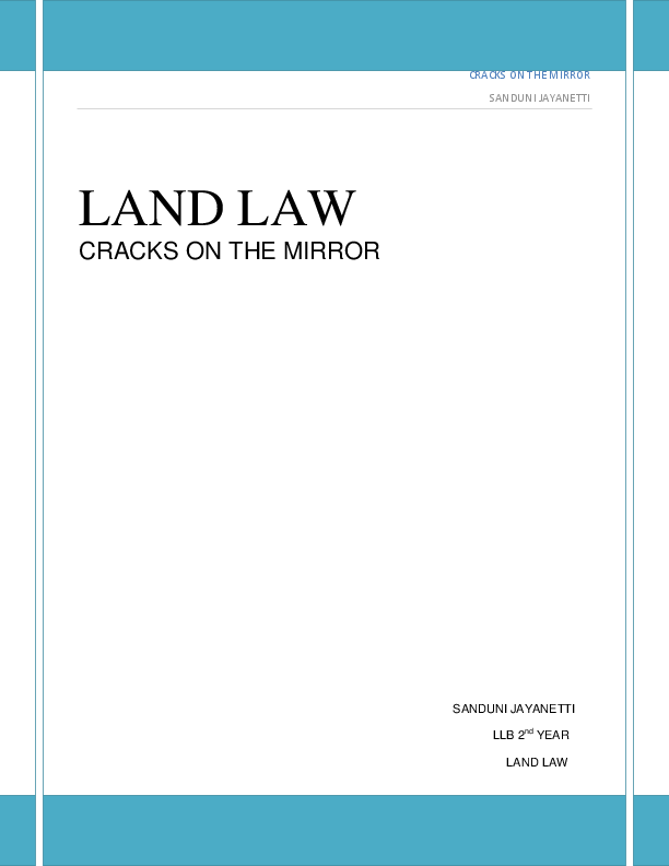 Pdf Land Law Cracks On The Mirror Sanduni Jayanetti Academia Edu