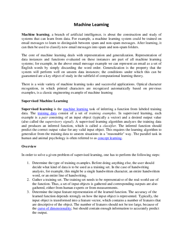 (DOC) Machine Learning