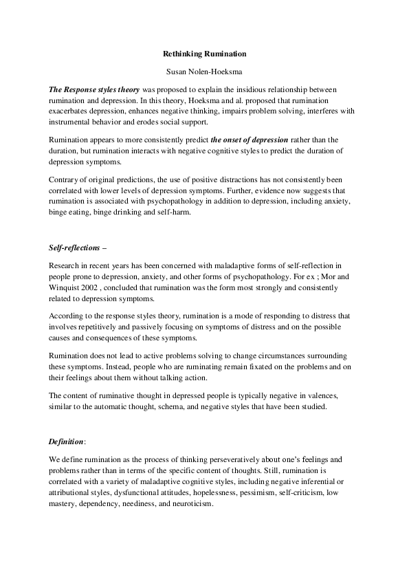 (DOC) Rethinking Rumination Rasem Mohsen Academia.edu