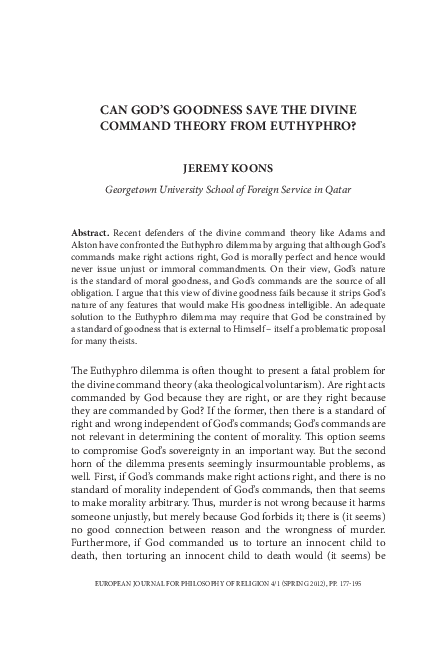 Euthyphro dilemma examples picture