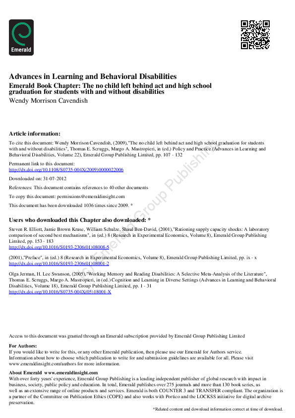 (PDF) The no child left behind act and high school graduation for ...