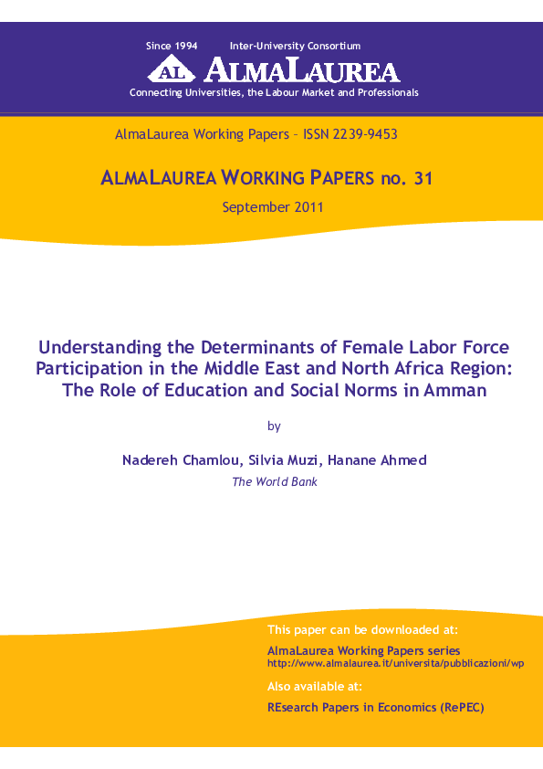 (PDF) Understanding the Determinants of Female Labor Force ...