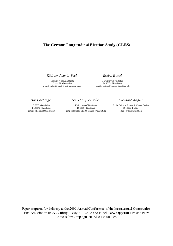 (PDF) The German Longitudinal Election Study (GLES Evelyn Bytzek