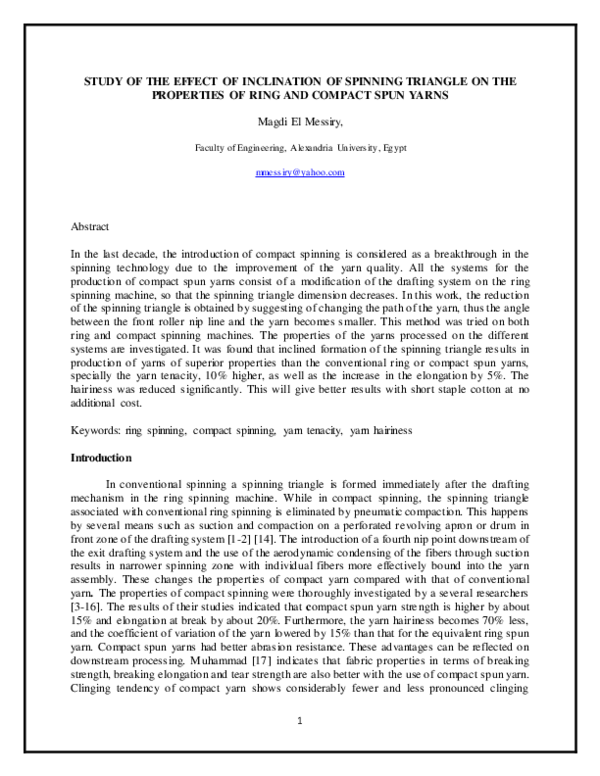 (PDF) STUDY OF THE EFFECT OF INCLINATION OF SPINNING TRIANGLE ON THE ...