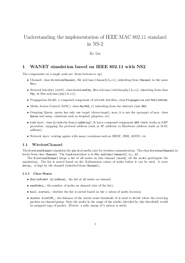 (PDF) Understanding the implementation of IEEE MAC 802.11 standard in NS-2