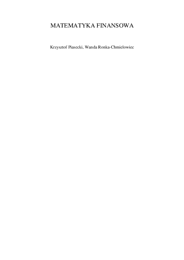 (PDF) MATEMATYKA FINANSOWA