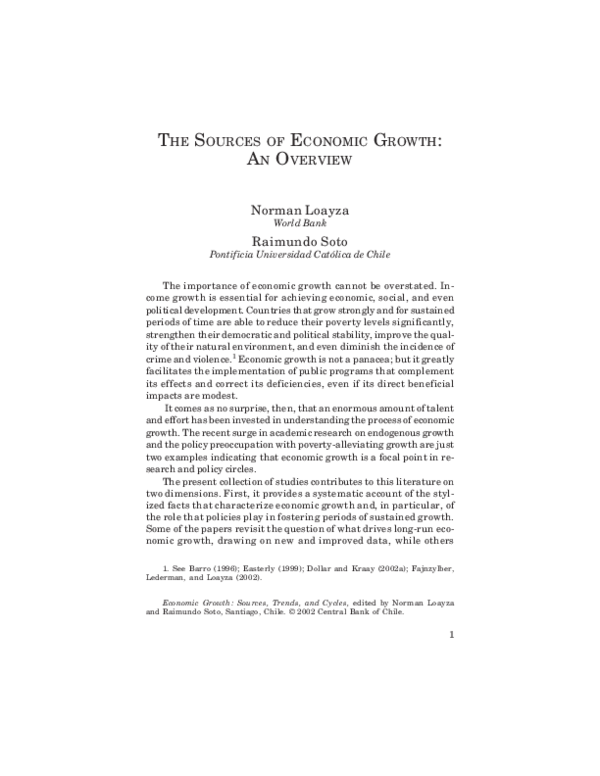  PDF The Sources Of Economic Growth An Overview Raimundo Soto Academia edu