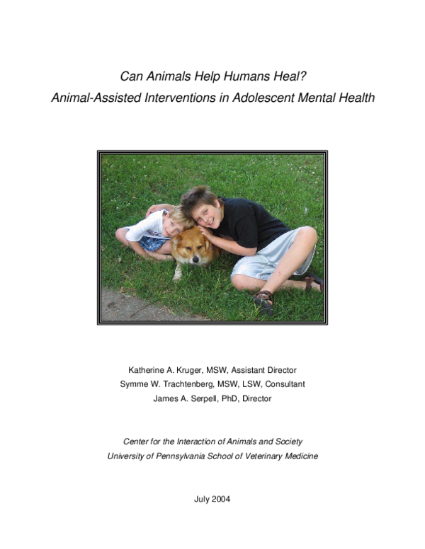  PDF Can Animals Help Humans Heal Animal Assisted Interventions In Adolescent Mental Health 