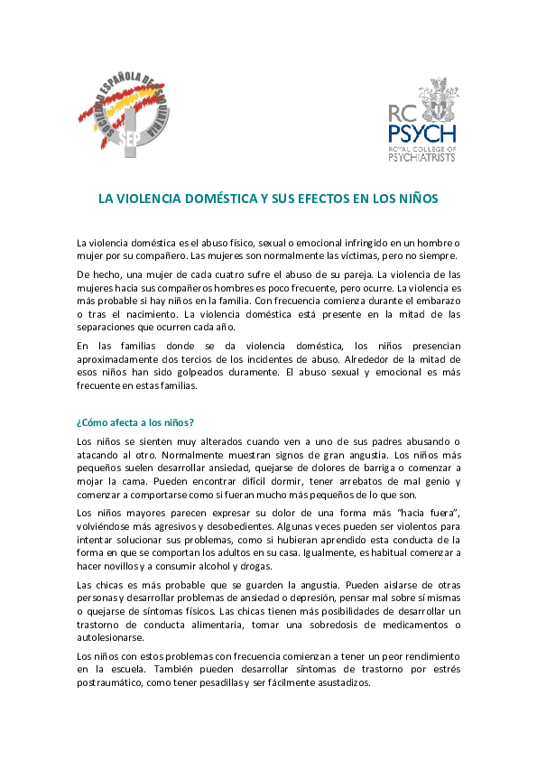 (PDF) LA VIOLENCIA DOMÉSTICA Y SUS EFECTOS EN LOS NIÑOS
