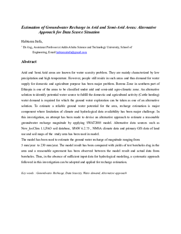 (DOC) Groundwater Recharge Estimation in Arid and Semi Arid Area