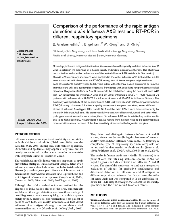 (PDF) Comparison of the performance of the rapid antigen detection ...