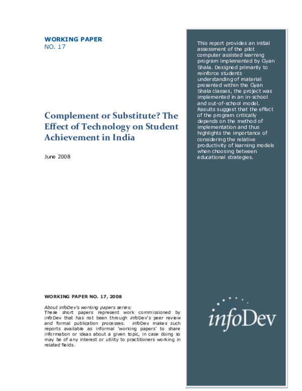 (PDF) Complement or Substitute? The Effect of Technology on Student ...