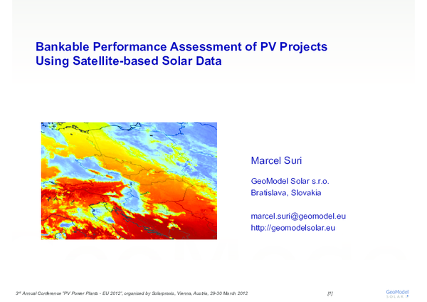 (PDF) Bankable Performance Assessment of PV Projects Using Satellite ...