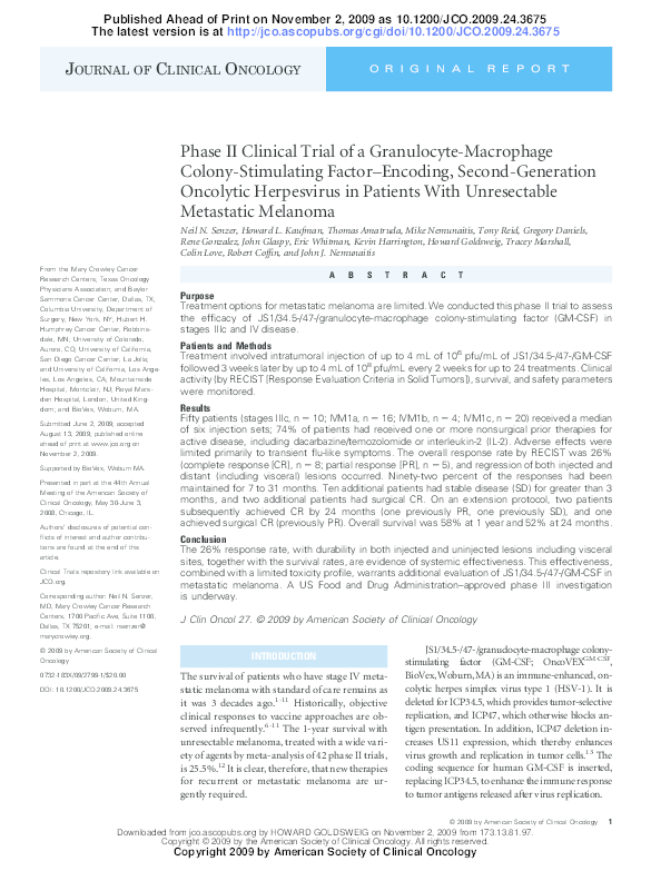 (PDF) Phase II Clinical Trial of a Granulocyte-Macrophage Colony ...