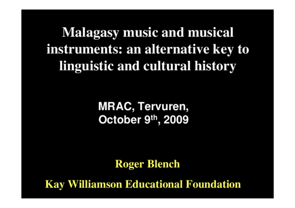 (PDF) Malagasy music and musical instruments: an alternative key to ...