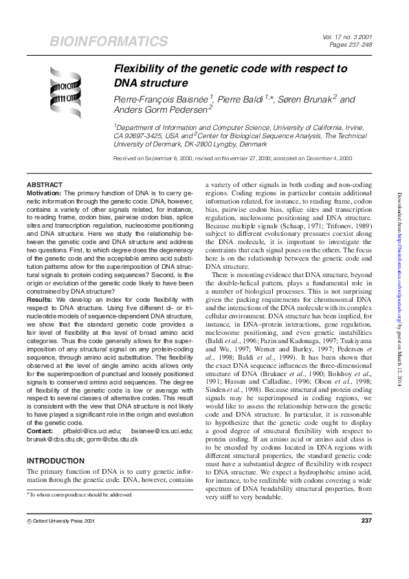 (PDF) Flexibility of the genetic code with respect to DNA structure