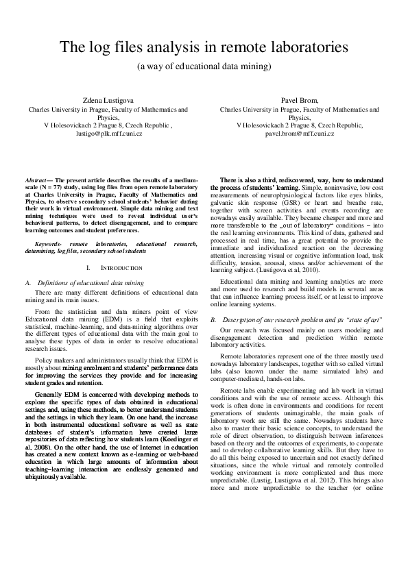 (PDF) The log files analysis in remote laboratories