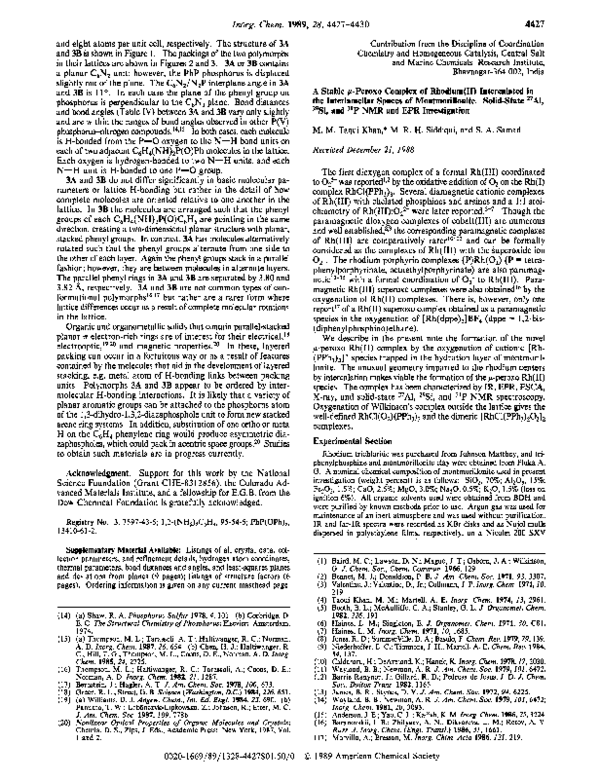 Pdf A Stable Mu Peroxo Complex Of Rhodium Ii Intercalated In The Interlamellar Spaces Of Montmorillonite Solid State Aluminum 27 Silicon 29 And Phosphorus 31 Nmr And Esr Investigation Rafiq H Siddiqui Academia Edu