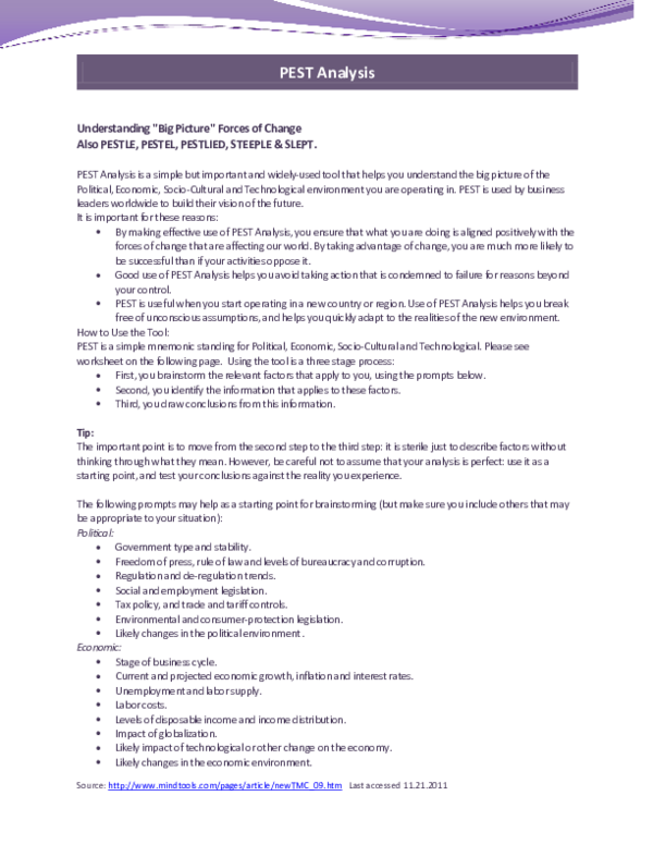 (PDF) PEST analysis