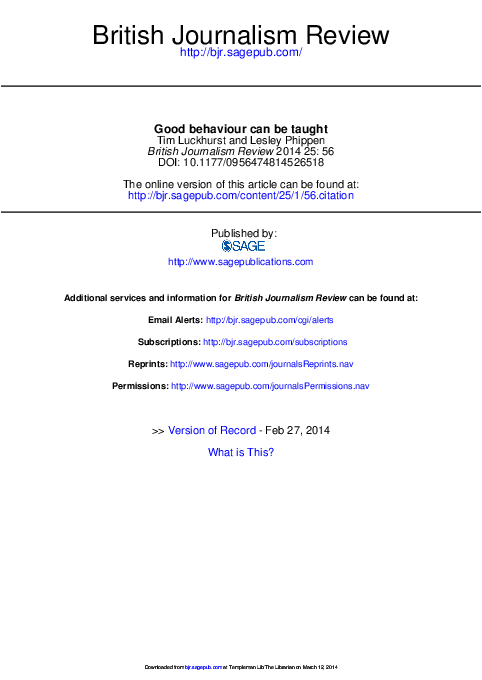 (PDF) Good behaviour can be Taught by Tim Luckhurst and Lesley Phippen ...