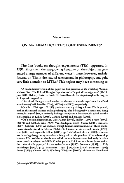 (PDF) ON MATHEMATICAL THOUGHT EXPERIMENTS