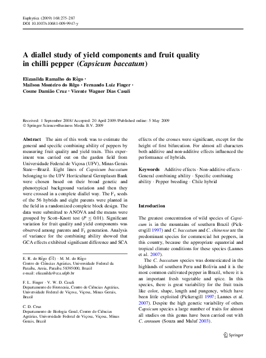 (PDF) A diallel study of yield components and fruit quality in chilli ...