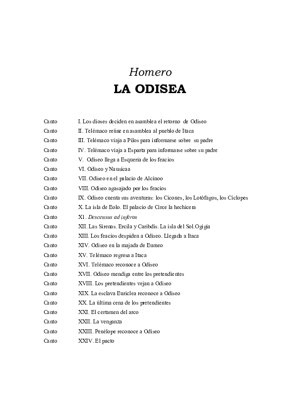 Pdf Homero La Odisea