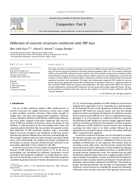 (PDF) Deflection of concrete structures reinforced with FRP bars