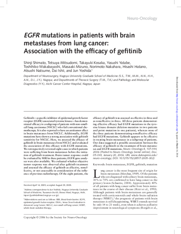 (PDF) EGFR mutations in patients with brain metastases from lung cancer ...