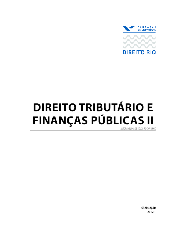 (PDF) DIREITO TRIBUTÁRIO E FINANÇAS PÚBLICAS II