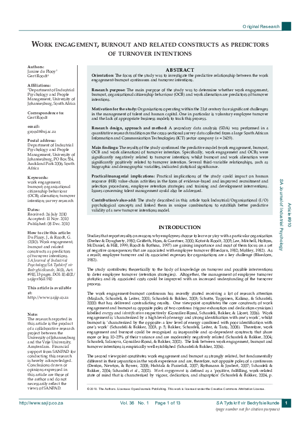 (PDF) Gert Roodt Motivation for the study: Organisations operating ...