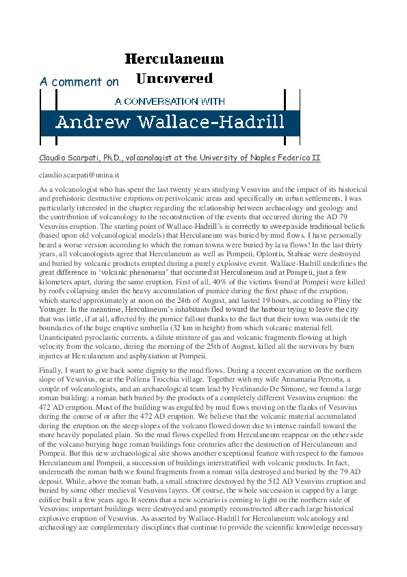 Herculaneum Uncovered: A Conversation with Andrew Wallace-Hadrill