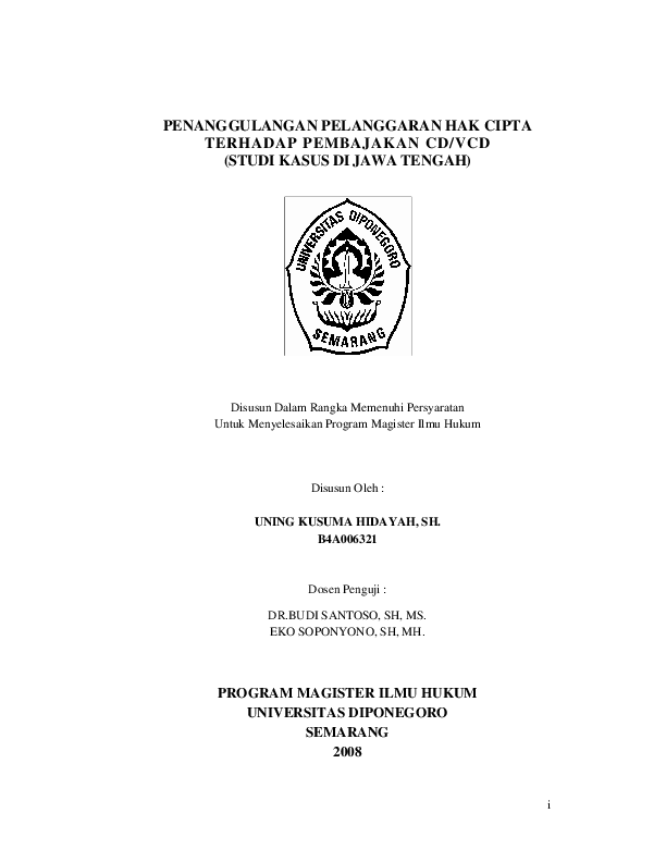 (PDF) PENANGGULANGAN PELANGGARAN HAK CIPTA TERHADAP PEMBAJAKAN CD/VCD