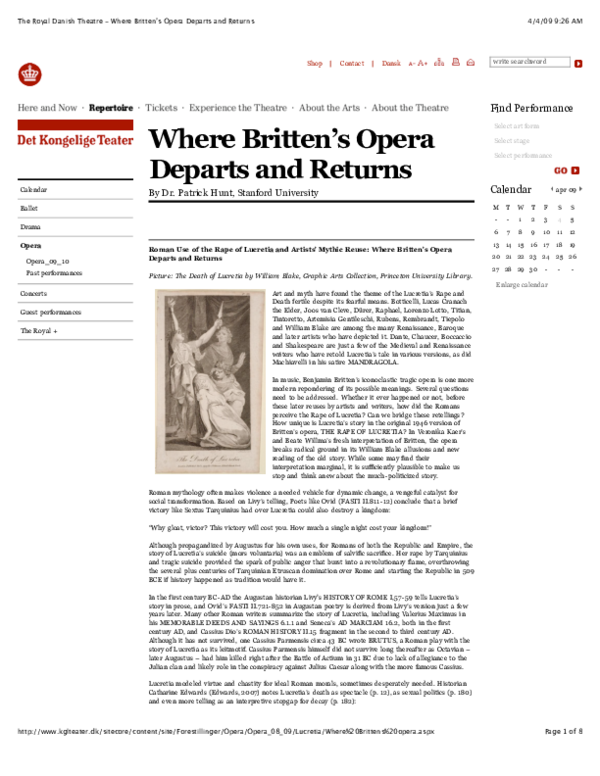 4/4/09 9:26 AM The Royal Danish Theatre -Where Britten's Opera Departs and Returns Where Britten's Opera Departs and Returns