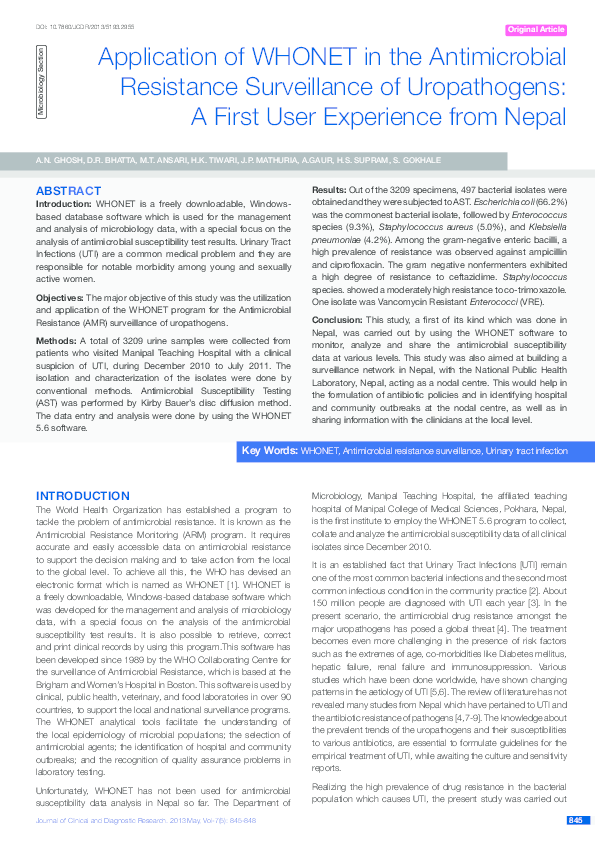 (PDF) Application of WHONET in the Antimicrobial Resistance ...