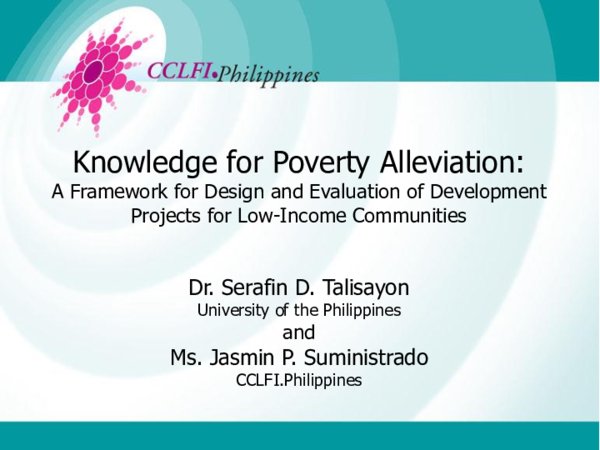 (PDF) Knowledge for Poverty Alleviation: A Framework for Design and ...