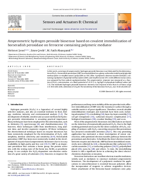 (PDF) An amperometric biosensor based on modified nanoparticles with an ...