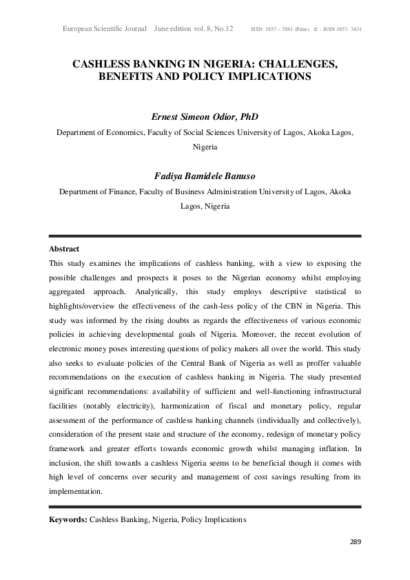 The cashless policy in nigeria: prospects and challenges picture