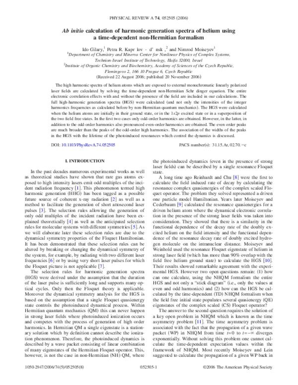(PDF) Ab initio calculation of harmonic generation spectra of helium ...