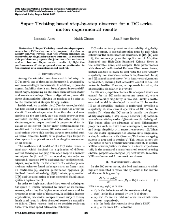 (PDF) Super Twisting based step-by-step observer for a DC series motor ...