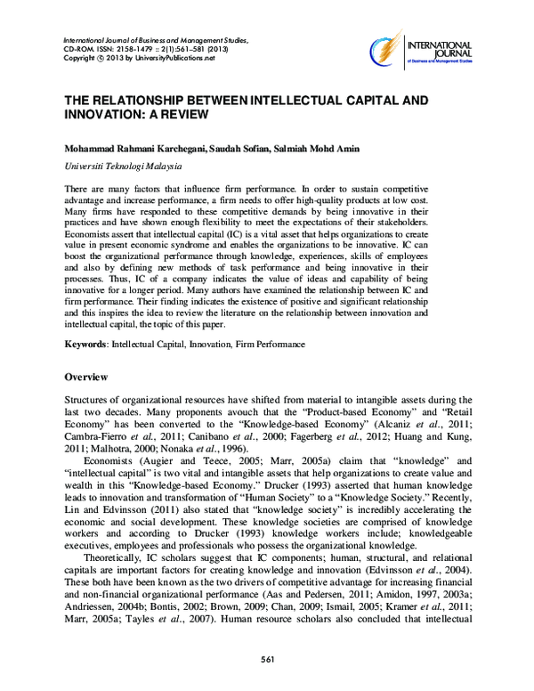 (PDF) The Relationship between Intellectual Capital and Innovation