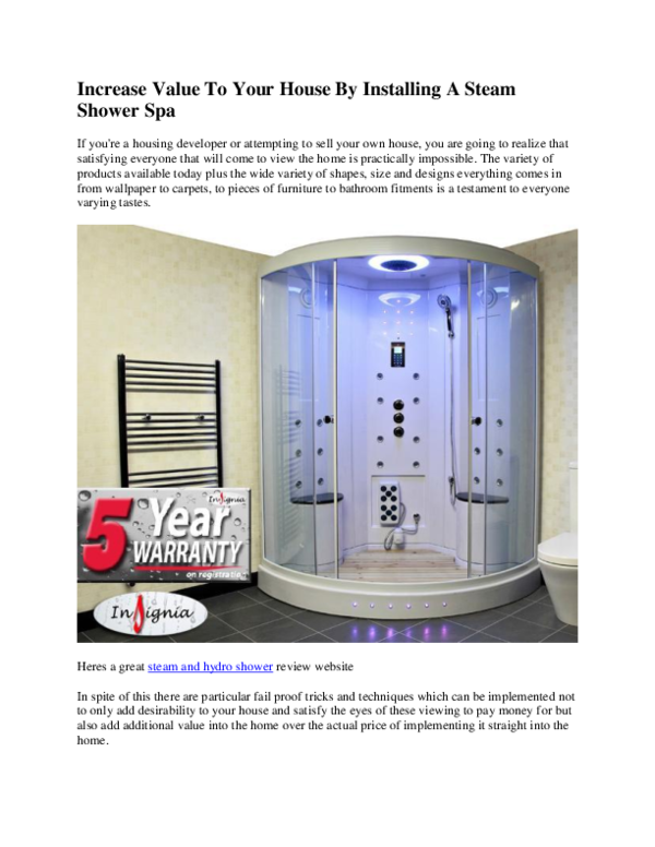 (DOC) Increase Value To Your House By Installing A Steam Shower Spa